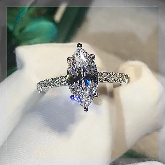 Promise Marquise Cut 3ct Simulated Diamond Ring in 925 Sterling Silver for Women - Elegant Engagement and Wedding Jewelry Gift