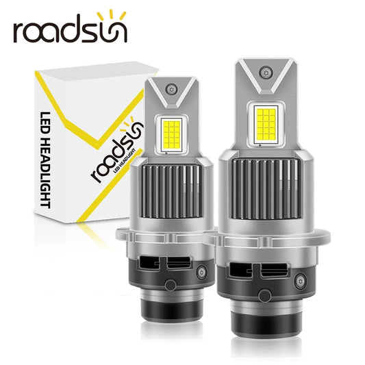 Ultra Bright D2S D2R D4S D4R LED Headlight Bulbs 28000LM 6500K Xenon White with High Power CSP Chips and Double Copper Tube Cooling System