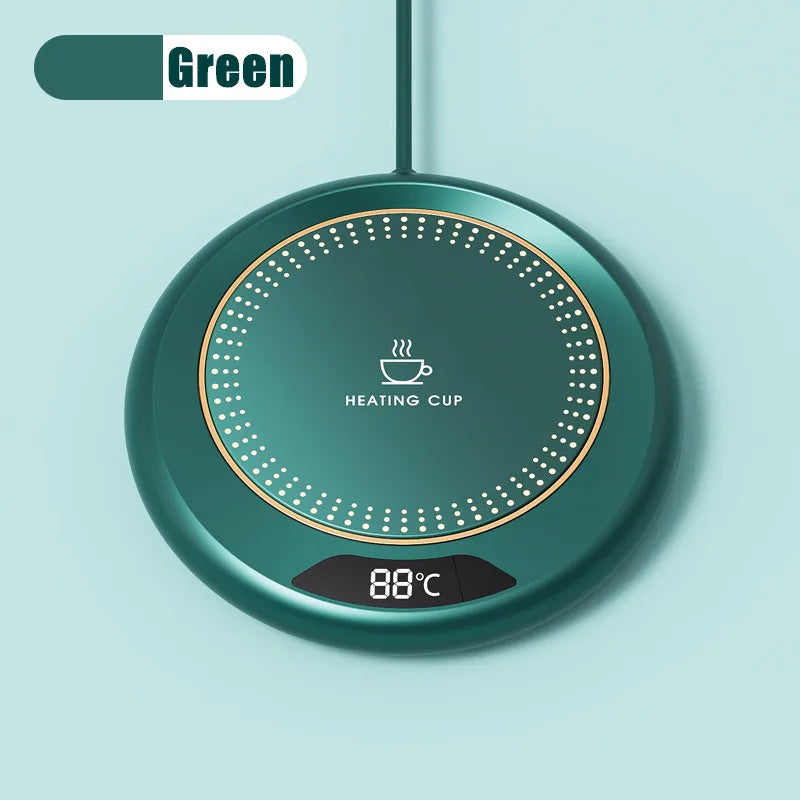 1PC Thermostatic Heating Coaster USB Home Heating Coaster 3-Speed Adjustment 55 Degrees Temperature green