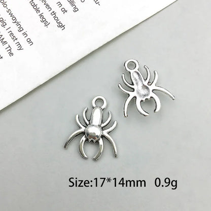 Antique Silver Spider Charms Set for DIY Halloween Jewelry Crafting