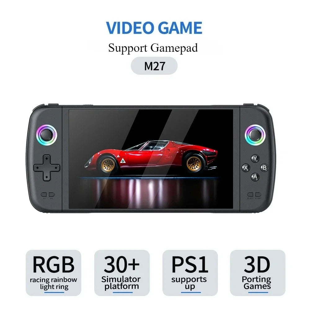 BOYHOM M27 Portable Pocket Retro Handheld Game Console 7 Inch IPS 1024x600 Display RGB Light EmuELEC HDMI Out 64GB 128GB 256GB