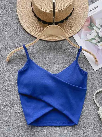 Lavender Camisole Tank Top Women Irregular Strap Chic Slim