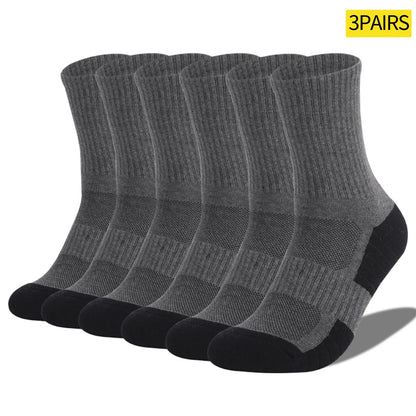 3 Pairs Heavy Duty Cotton Trekking Socks Men Non Slip