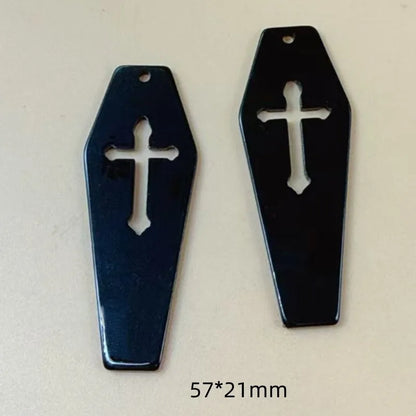 10pcs Halloween Coffin Cross Acrylic Charms DIY Pendants