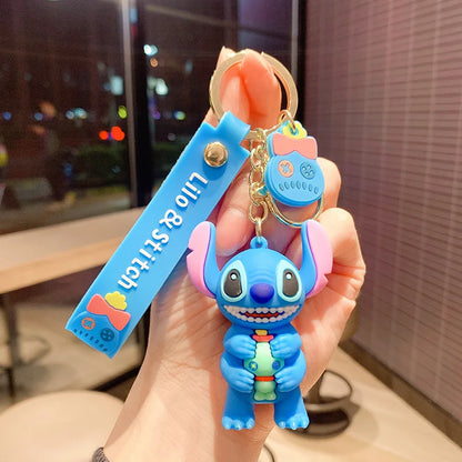 Kawaii Anime Disney Keychain Set Featuring Mickey Mouse, Minnie, Lilo & Stitch