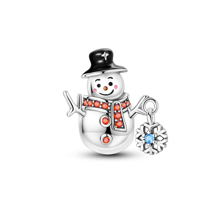 Sterling Silver Snowman Charm Beads for Bracelets Jewelry Gift KTC1399