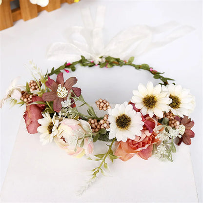 Romantic Rhinestone Floral Wreath Crown for Bridesmaids