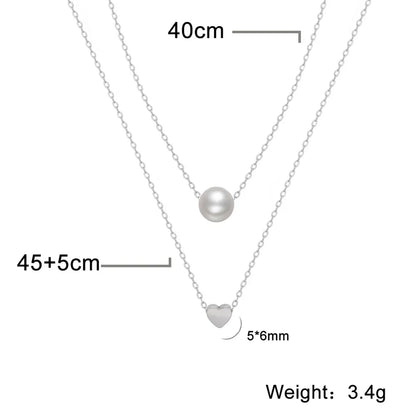 Skyrim Tiny Heart Choker Necklace Stainless Steel Double Layered Beads Chain Aesthetic Jewelry Gift for Women