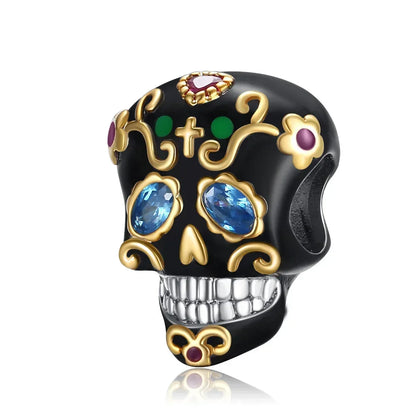 925 Sterling Silver Halloween Charms Set Pumpkin Skull Witch Ghost Beads for Bracelet Necklace Jewelry
