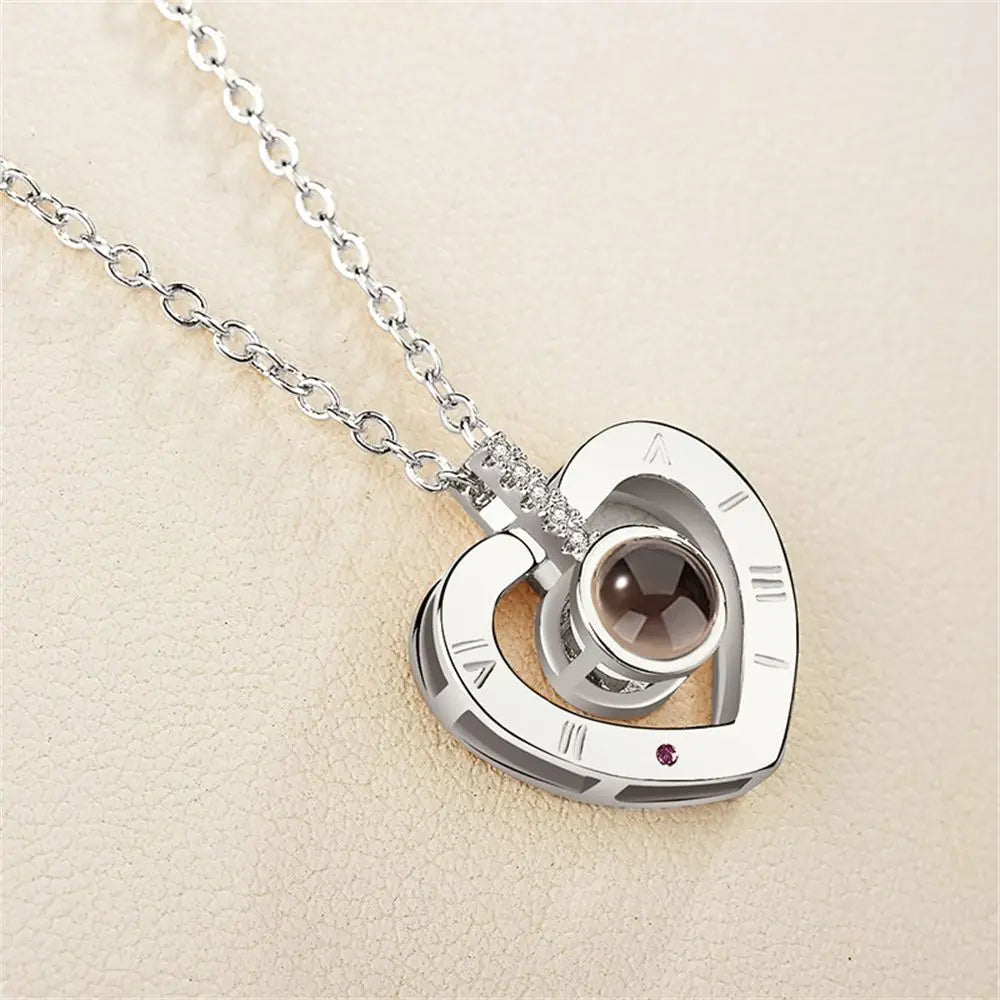 100 Languages I Love You Projection Pendant Necklace for Women silver-1