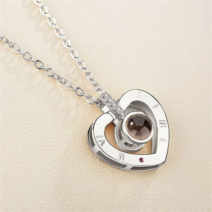 100 Languages I Love You Projection Pendant Necklace for Women silver-1