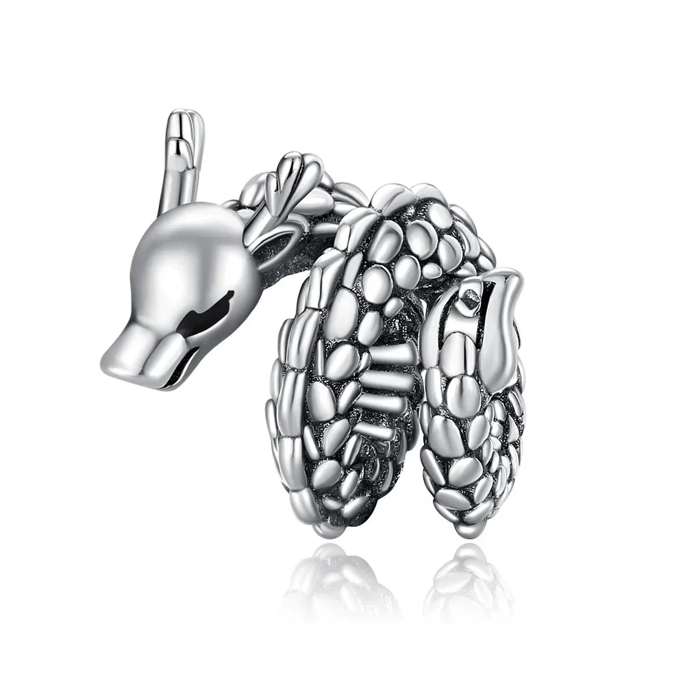 925 Silver Lucky Dragon Flying Pig Lion Penguin Pendant Beads for Women Bracelets Gift CCT455