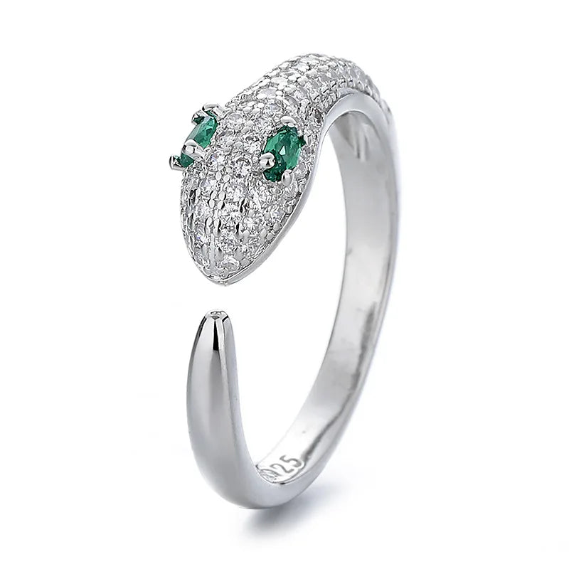 Elegant 925 Sterling Silver Heart Zircon Adjustable Ring for Women