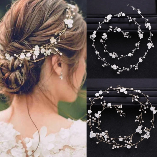 Elegant Pearl Flower Hair Vine for Bridal and Party Glam