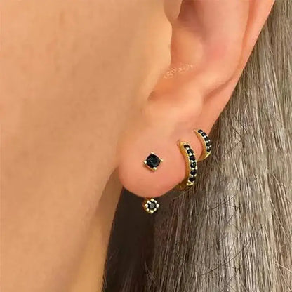3 Pcs Turquoise Mini Earrings Set Gold Color New Design SKU2