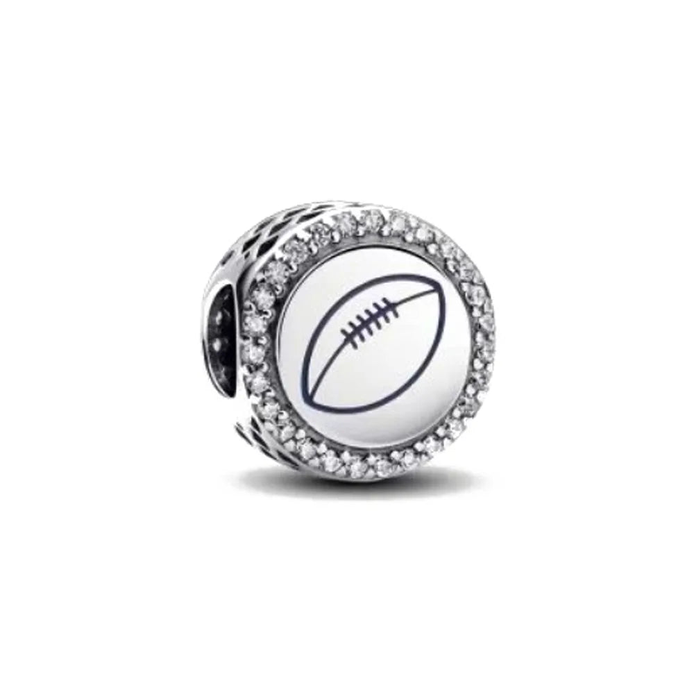 European 925 Sterling Silver Football and Basketball DIY Charm Bead for Bracelet and Necklace Jewelry for Women