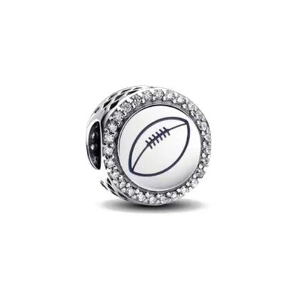 European 925 Sterling Silver Football and Basketball DIY Charm Bead for Bracelet and Necklace Jewelry for Women