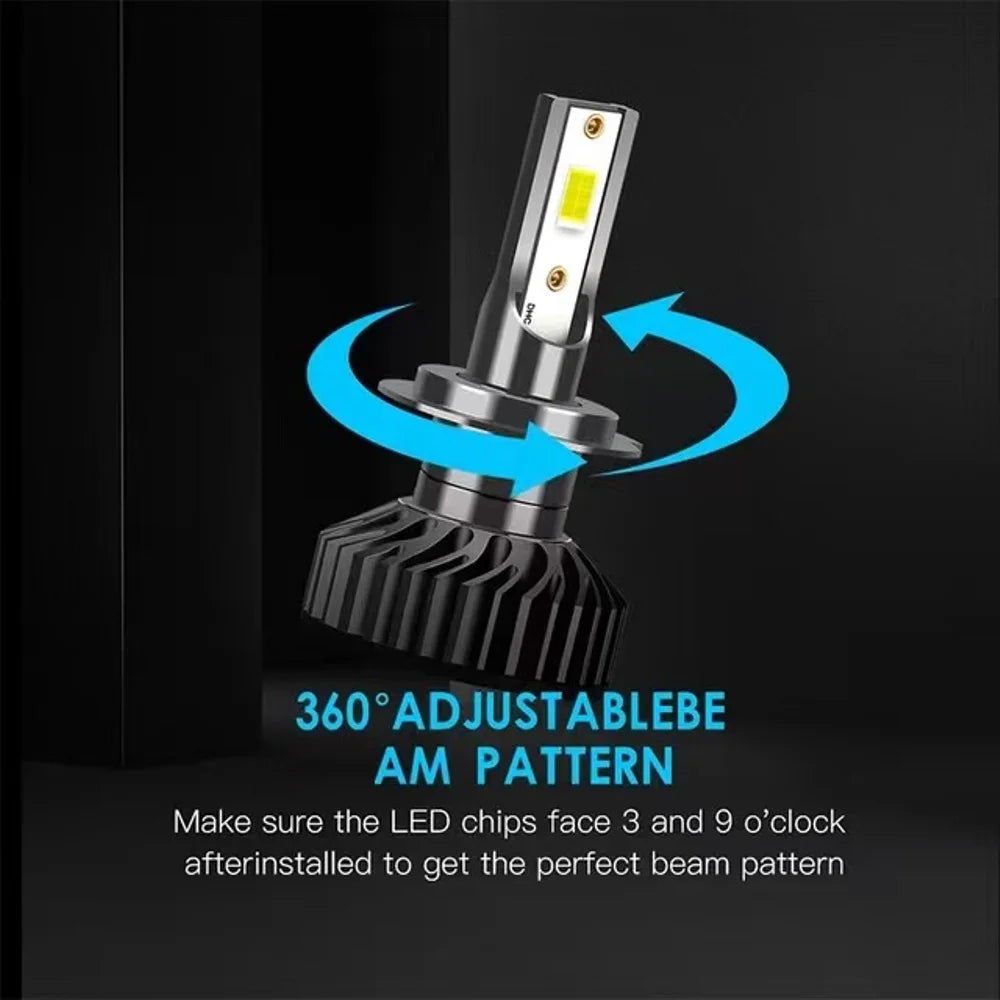 2X High Power H7 H4 LED Car Headlight Bulbs 30000LM CSP COB 6000K Cooling Fan CANBUS Compatible