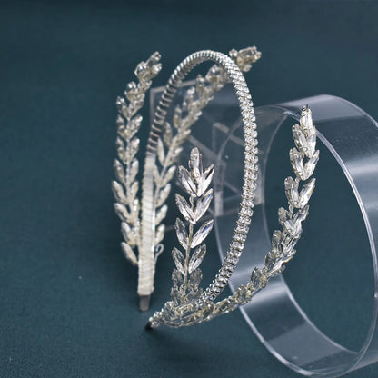 Elegant Rhinestone Wedding Tiara Silver Crystal Bride Headband