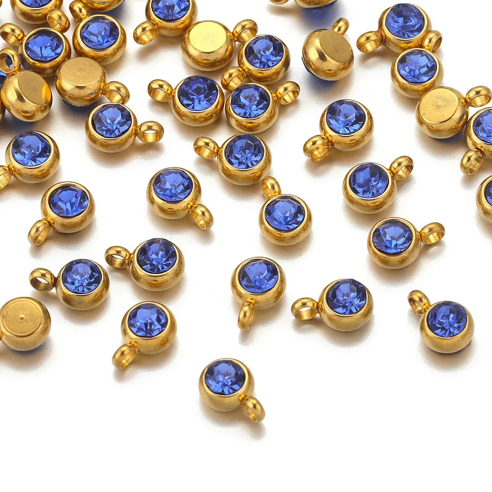 Colorful Crystal Stainless Steel Charms Set for DIY Jewelry Making