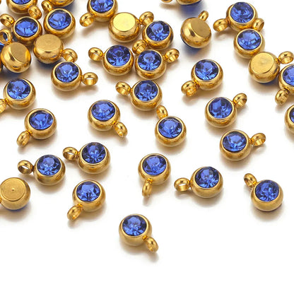 Colorful Crystal Stainless Steel Charms Set for DIY Jewelry Making