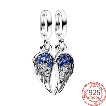 Sterling Silver Purple Murano Pansy Flower Dangle Charm for Women Bracelet and Necklace Jewelry Gift