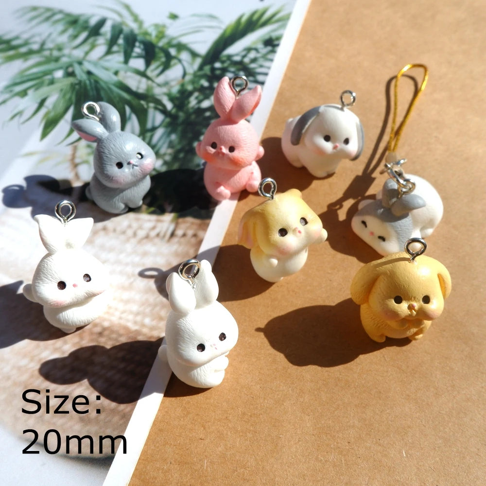 3D Resin Rabbit Charms Set for DIY Jewelry and Crafting
