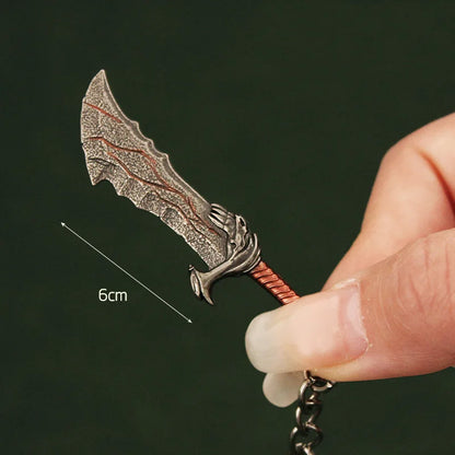 Mini God of War Kratos Blade of Chaos Keychain Metal Model for Men Party Jewelry