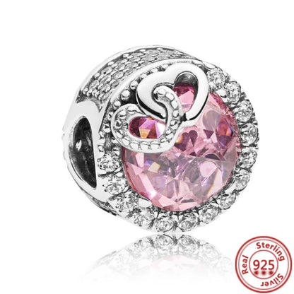 Springtime 925 Silver Pink Flower Ice Cream Charm Pendant for DIY Bracelets Y244