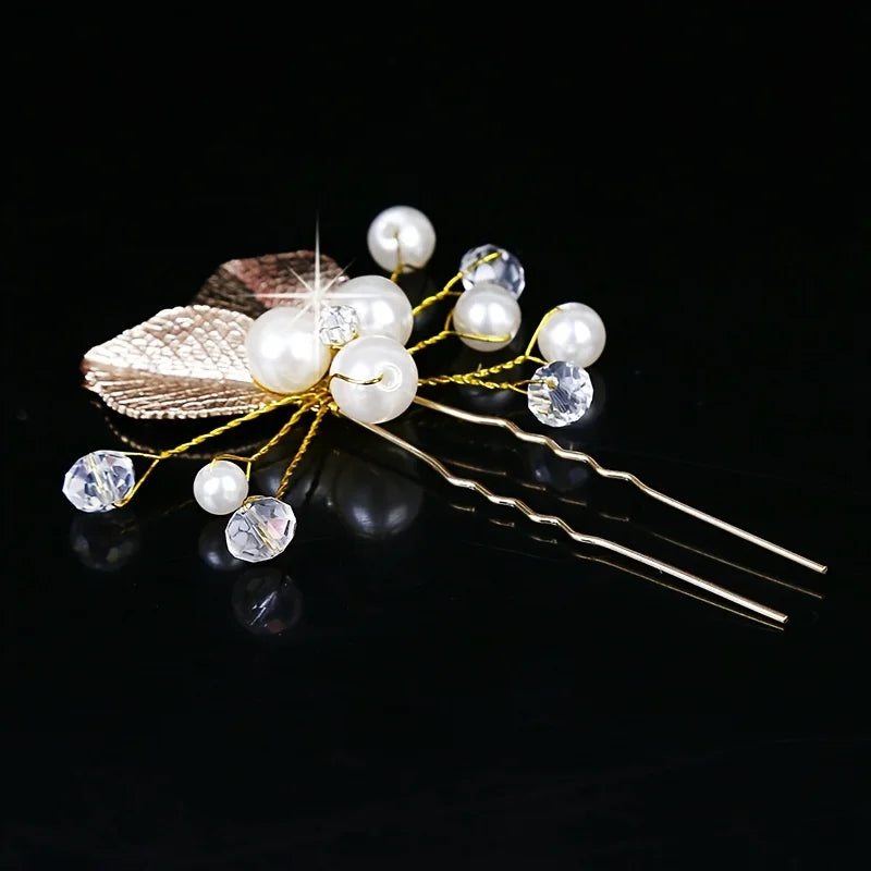 Elegant Crystal Pearl Rhinestone Hairpins for Women Bridal Party Accessories