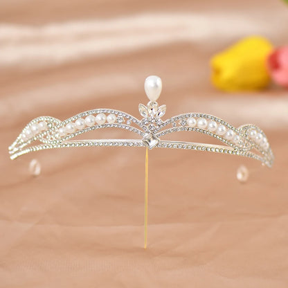 Elegant Crystal Pearl Tiara Headband for Women Bridal Rhinestone Crown Hair Accessory