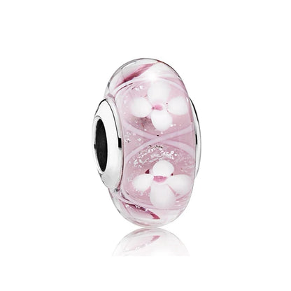 Hot Pink Murano Glass Charm Bead For 925 Bracelet Pendant