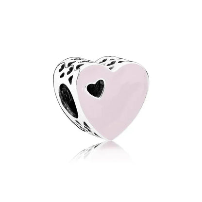 Original 925 Sterling Silver Pink Flower Balloon and Coffee Cup Charms Beads for DIY Women’s Bracelet Jewelry Gift