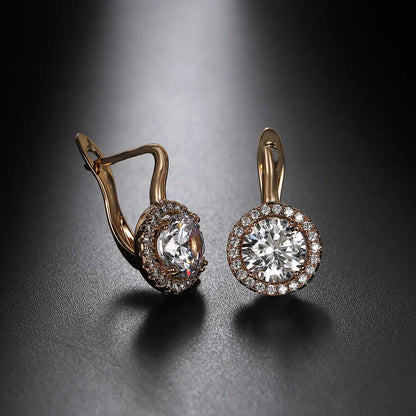 Dckazz Rose Gold Crystal Pendant Intertwined Drop Earrings for Women Christmas Gift