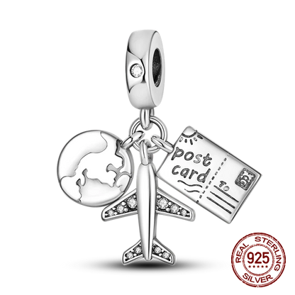Inlaid Zircon Heart Charm Beads 925 Sterling Silver Dangle for Bracelets SMC2438