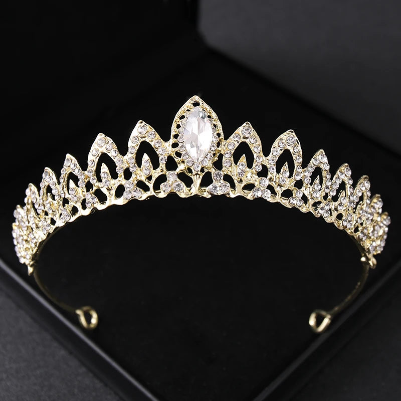 Gold Crystal Bridal Tiara - Top-Rated Rhinestone Headband for Weddings Gold 14