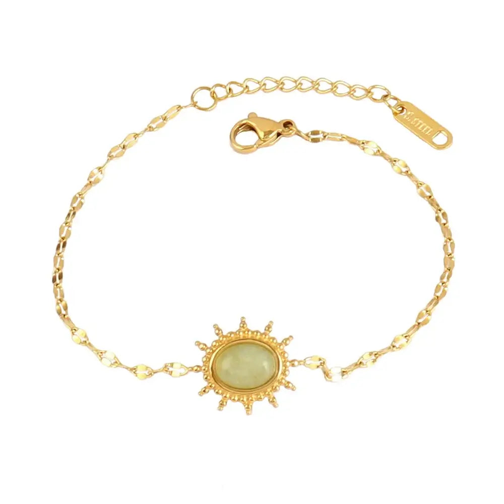Vintage Stainless Steel Bracelet for Women with Turquoise Pendant B0438