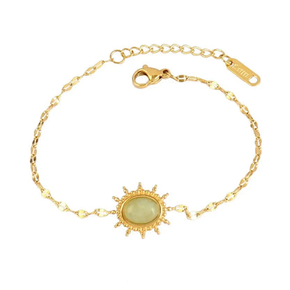 Vintage Stainless Steel Bracelet for Women with Turquoise Pendant B0438