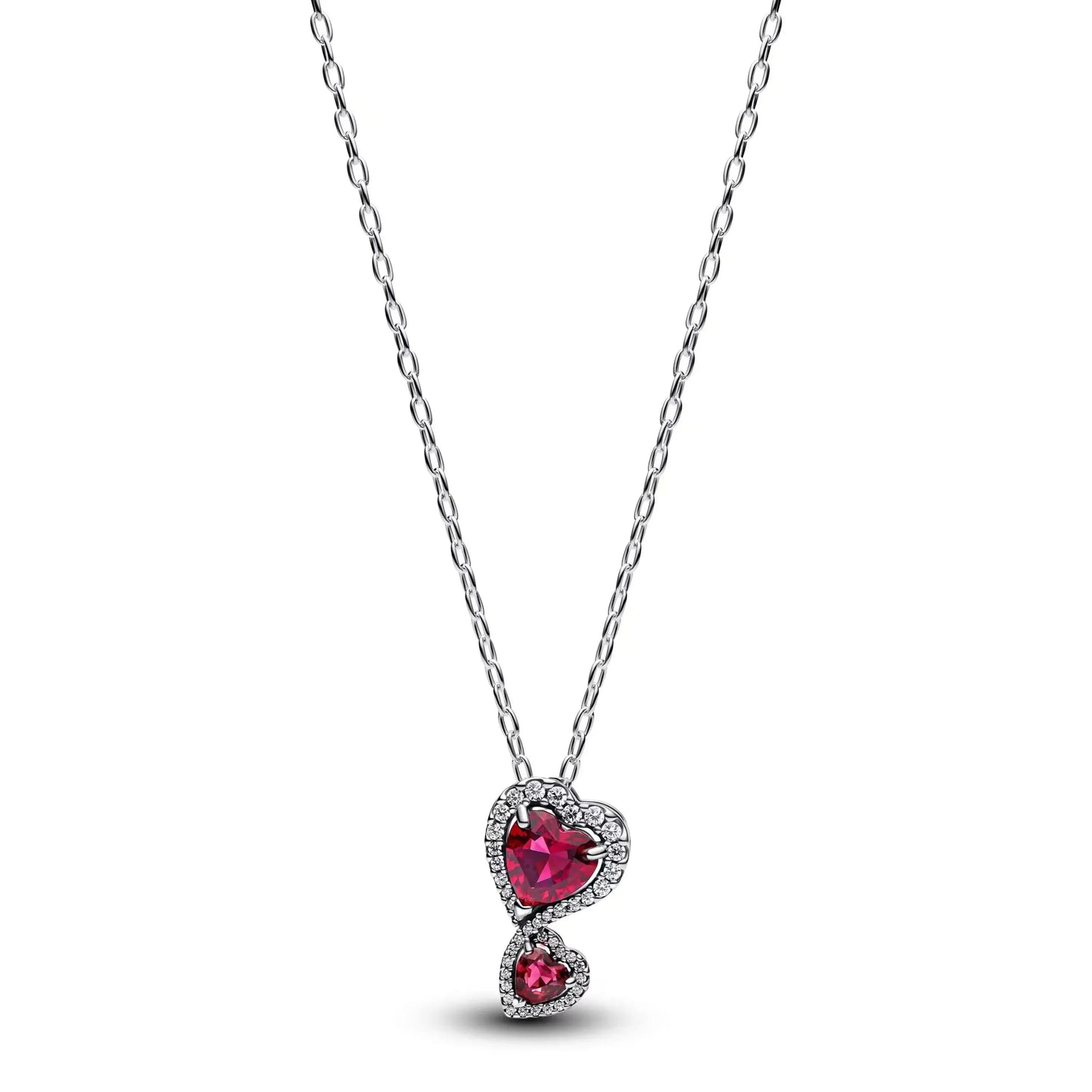 925 Sterling Silver Necklace with Colorful Bow Tie and Red Heart Zircon Pendant Classic Fashion Charm for Women