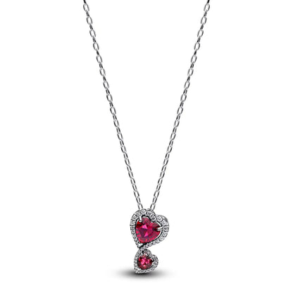 925 Sterling Silver Necklace with Colorful Bow Tie and Red Heart Zircon Pendant Classic Fashion Charm for Women