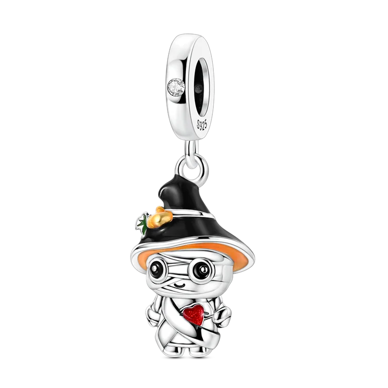 925 Sterling Silver Pumpkin Charm With Zircon Inlay