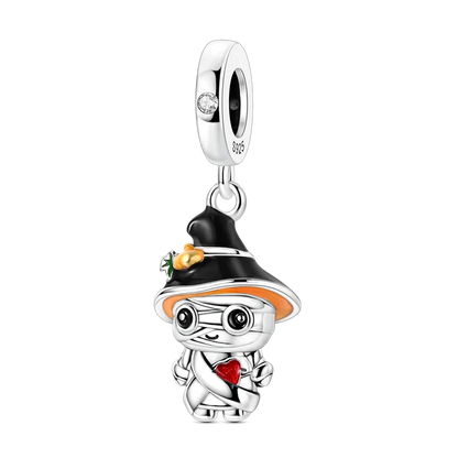 925 Sterling Silver Pumpkin Charm With Zircon Inlay