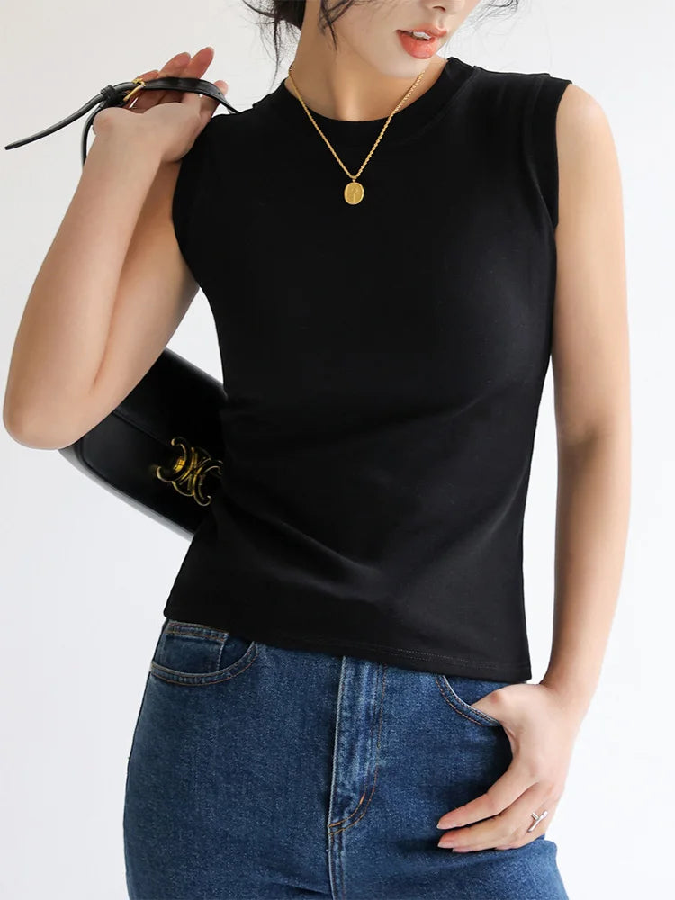 Women Cotton Camisole Vest Round Neck Colorful Sleeveless