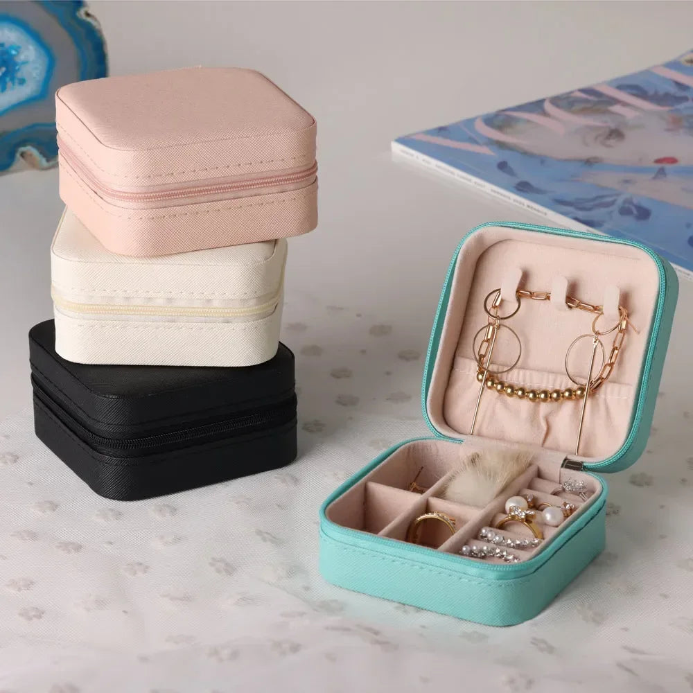 Travel Jewelry Organizer PU Leather Case for Earrings, Necklaces, Rings
