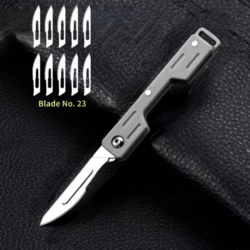 Plastic Handle Mini Performance Folding Mechanical Cost Scalpel Knife Sliver 10 blade