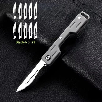 Plastic Handle Mini Performance Folding Mechanical Cost Scalpel Knife Sliver 10 blade