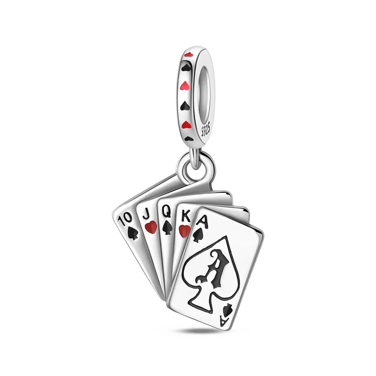 Original 925 Sterling Silver Playing Card Charms Pendant Poker Joker Hearts Spades Crown Bead Jewelry for Bracelets and Necklaces