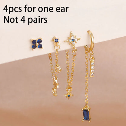 14K Gold Plated Dainty Zircon Flower Hoop Earrings Set for Women Stylish Stainless Steel Studs
