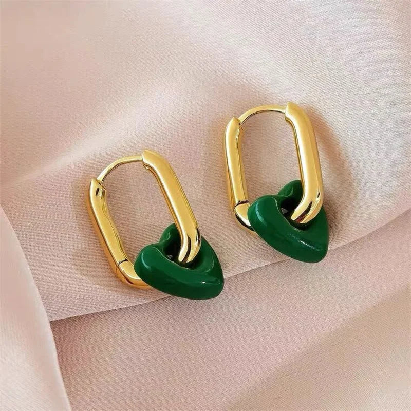 Chic Red Heart Drop Earrings for Women and Girls - Fashion Geometric Love Jewelry