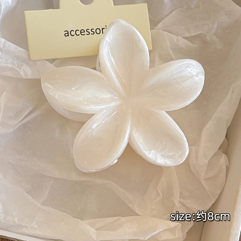 Korean Hawaiian Floral Hair Claw Clips for Women - Trendy Beach Hair Accessories